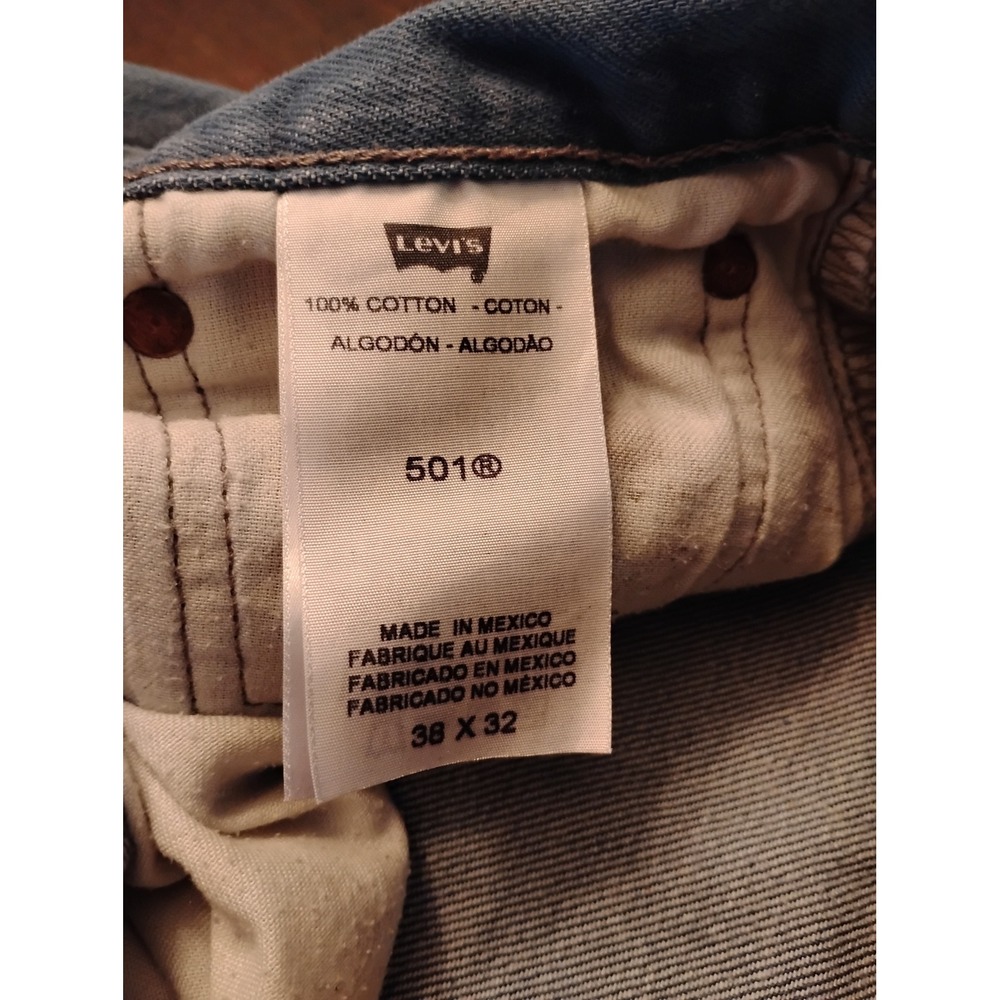 Levis 501 Original Fit Mens Blue Straight Leg Button Fly Denim Jeans 38x29 - Picture 3 of 9